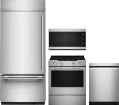 4 Piece Package Includes Refrigerator, Range, Microwave And Dishwasher