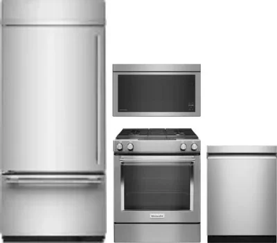 4 Piece Package Includes Refrigerator, Range, Microwave And Dishwasher