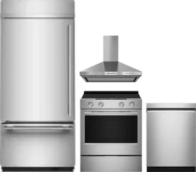 4 Piece Package Includes Refrigerator, Range, Hood And Dishwasher