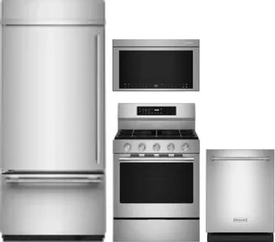 4 Piece Package Includes Refrigerator, Range, Microwave And Dishwasher