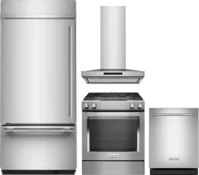 4 Piece Package Includes Refrigerator, Range, Hood And Dishwasher