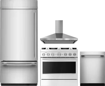 4 Piece Package Includes Refrigerator, Range, Hood And Dishwasher