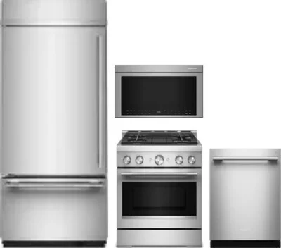 4 Piece Package Includes Refrigerator, Range, Microwave And Dishwasher