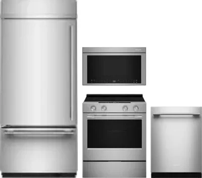 4 Piece Package Includes Refrigerator, Range, Microwave And Dishwasher