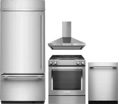 4 Piece Package Includes Refrigerator, Range, Hood And Dishwasher