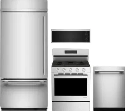 4 Piece Package Includes Refrigerator, Range, Microwave And Dishwasher