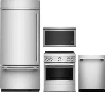 4 Piece Package Includes Refrigerator, Range, Microwave And Dishwasher