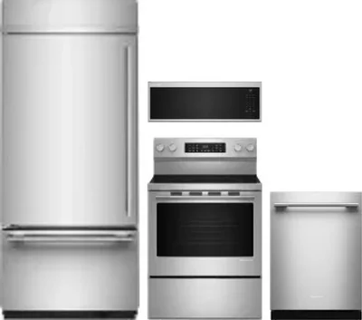 4 Piece Package Includes Refrigerator, Range, Microwave And Dishwasher