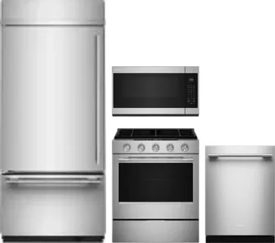4 Piece Package Includes Refrigerator, Range, Microwave And Dishwasher