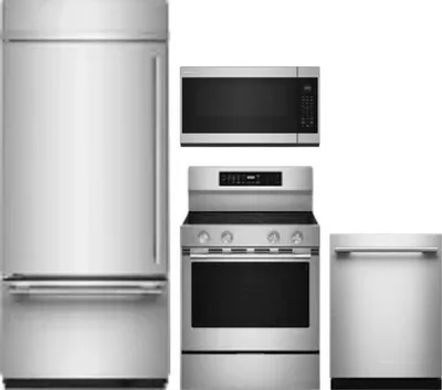 4 Piece Package Includes Refrigerator, Range, Microwave And Dishwasher