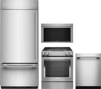 4 Piece Package Includes Refrigerator, Range, Microwave And Dishwasher