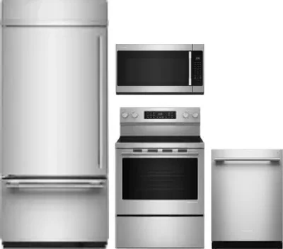 4 Piece Package Includes Refrigerator, Range, Microwave And Dishwasher