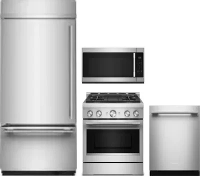 4 Piece Package Includes Refrigerator, Range, Microwave And Dishwasher