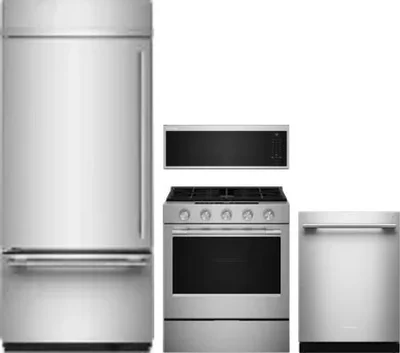 4 Piece Package Includes Refrigerator, Range, Microwave And Dishwasher