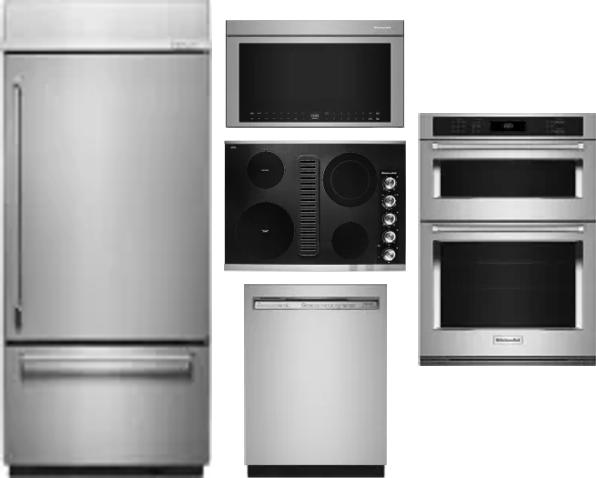 5 Piece Package Includes Refrigerator, Cooktop, Wall Oven, Microwave And Dishwasher
