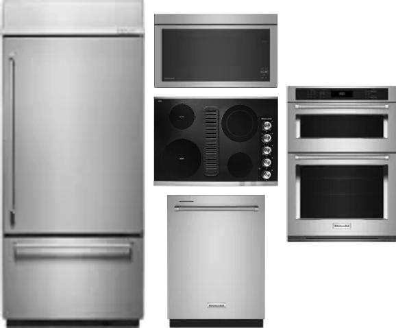 5 Piece Package Includes Refrigerator, Cooktop, Wall Oven, Microwave And Dishwasher