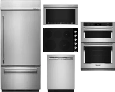 5 Piece Package Includes Refrigerator, Cooktop, Wall Oven, Microwave And Dishwasher