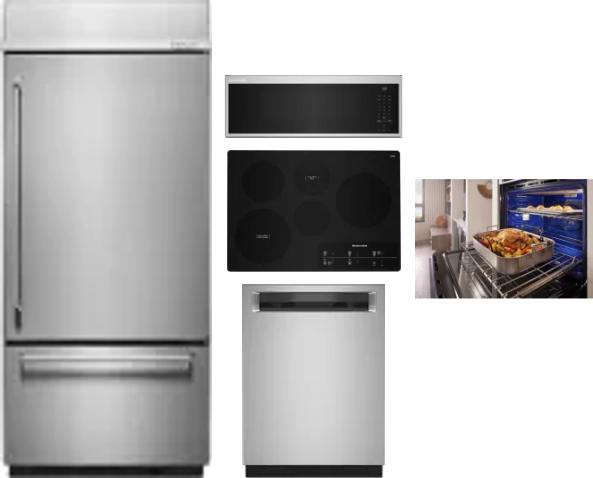 5 Piece Package Includes Refrigerator, Cooktop, Wall Oven, Microwave And Dishwasher