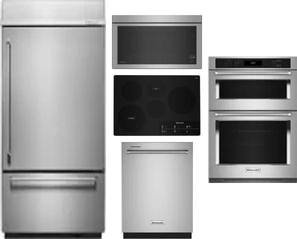 5 Piece Package Includes Refrigerator, Cooktop, Wall Oven, Microwave And Dishwasher
