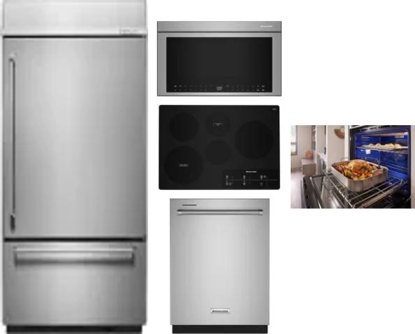 5 Piece Package Includes Refrigerator, Cooktop, Wall Oven, Microwave And Dishwasher