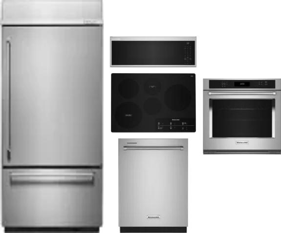5 Piece Package Includes Refrigerator, Cooktop, Wall Oven, Microwave And Dishwasher