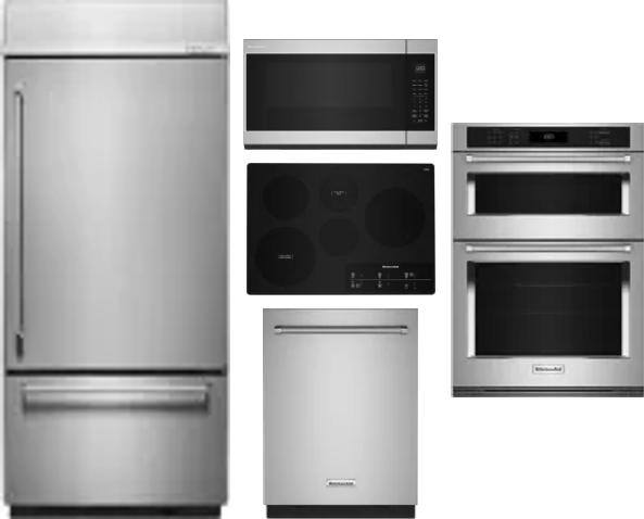 5 Piece Package Includes Refrigerator, Cooktop, Wall Oven, Microwave And Dishwasher