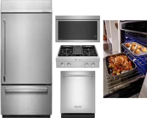 5 Piece Package Includes Refrigerator, Cooktop, Wall Oven, Microwave And Dishwasher