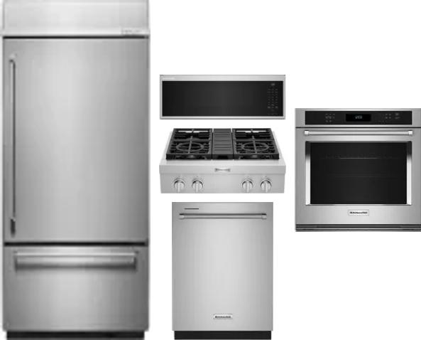 5 Piece Package Includes Refrigerator, Cooktop, Wall Oven, Microwave And Dishwasher