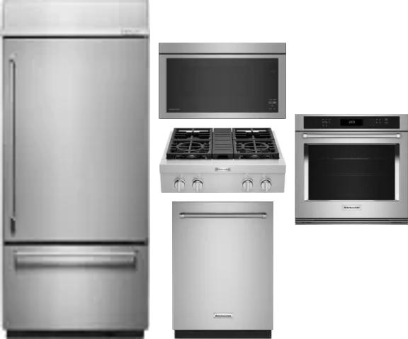 5 Piece Package Includes Refrigerator, Cooktop, Wall Oven, Microwave And Dishwasher