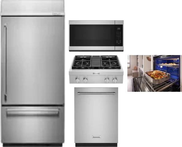 5 Piece Package Includes Refrigerator, Cooktop, Wall Oven, Microwave And Dishwasher