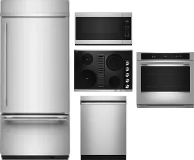 5 Piece Package Includes Refrigerator, Cooktop, Wall Oven, Microwave And Dishwasher