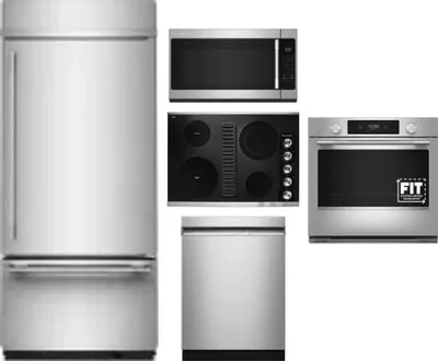 5 Piece Package Includes Refrigerator, Cooktop, Wall Oven, Microwave And Dishwasher