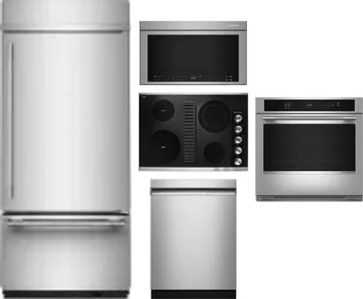 5 Piece Package Includes Refrigerator, Cooktop, Wall Oven, Microwave And Dishwasher