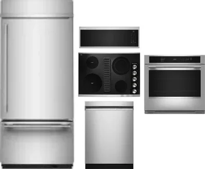 5 Piece Package Includes Refrigerator, Cooktop, Wall Oven, Microwave And Dishwasher