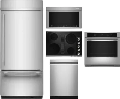5 Piece Package Includes Refrigerator, Cooktop, Wall Oven, Microwave And Dishwasher