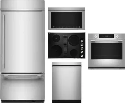 5 Piece Package Includes Refrigerator, Cooktop, Wall Oven, Microwave And Dishwasher
