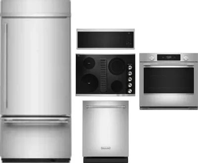 5 Piece Package Includes Refrigerator, Cooktop, Wall Oven, Microwave And Dishwasher