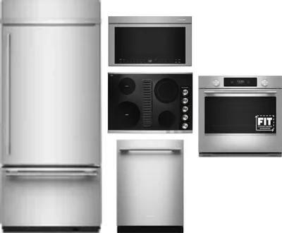 5 Piece Package Includes Refrigerator, Cooktop, Wall Oven, Microwave And Dishwasher