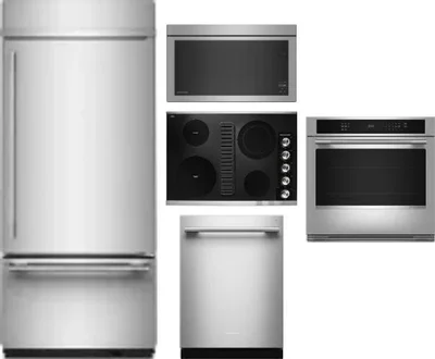 5 Piece Package Includes Refrigerator, Cooktop, Wall Oven, Microwave And Dishwasher