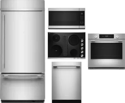 5 Piece Package Includes Refrigerator, Cooktop, Wall Oven, Microwave And Dishwasher