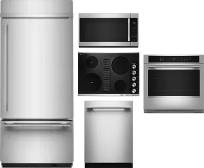 5 Piece Package Includes Refrigerator, Cooktop, Wall Oven, Microwave And Dishwasher
