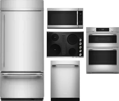 5 Piece Package Includes Refrigerator, Cooktop, Wall Oven, Microwave And Dishwasher