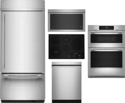 5 Piece Package Includes Refrigerator, Cooktop, Wall Oven, Microwave And Dishwasher