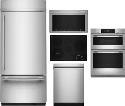5 Piece Package Includes Refrigerator, Cooktop, Wall Oven, Microwave And Dishwasher