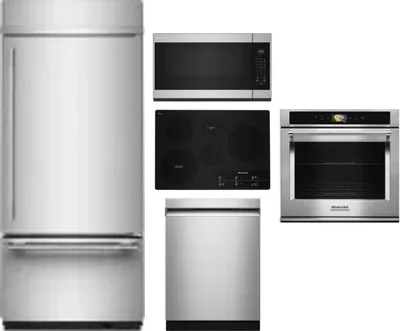 5 Piece Package Includes Refrigerator, Cooktop, Wall Oven, Microwave And Dishwasher