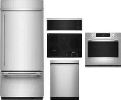 5 Piece Package Includes Refrigerator, Cooktop, Wall Oven, Microwave And Dishwasher