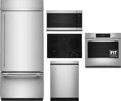5 Piece Package Includes Refrigerator, Cooktop, Wall Oven, Microwave And Dishwasher