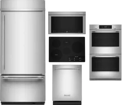 5 Piece Package Includes Refrigerator, Cooktop, Wall Oven, Microwave And Dishwasher