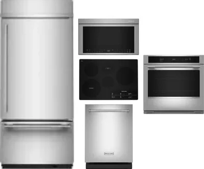 5 Piece Package Includes Refrigerator, Cooktop, Wall Oven, Microwave And Dishwasher