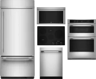 5 Piece Package Includes Refrigerator, Cooktop, Wall Oven, Microwave And Dishwasher